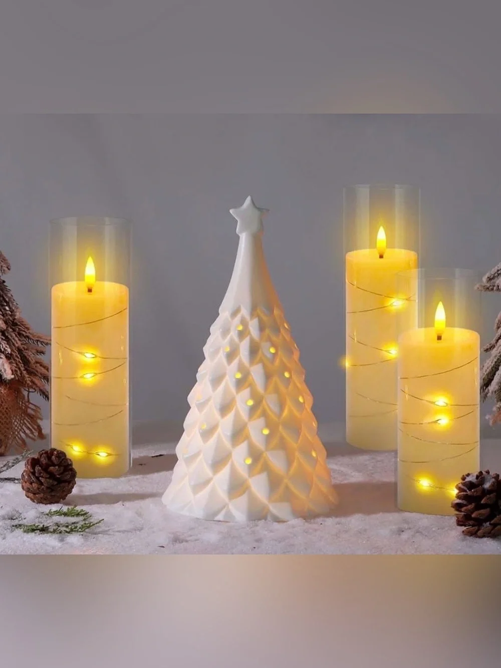LED Flameless Pillar Candle Set with Remote - Ivory (5 Pack)
